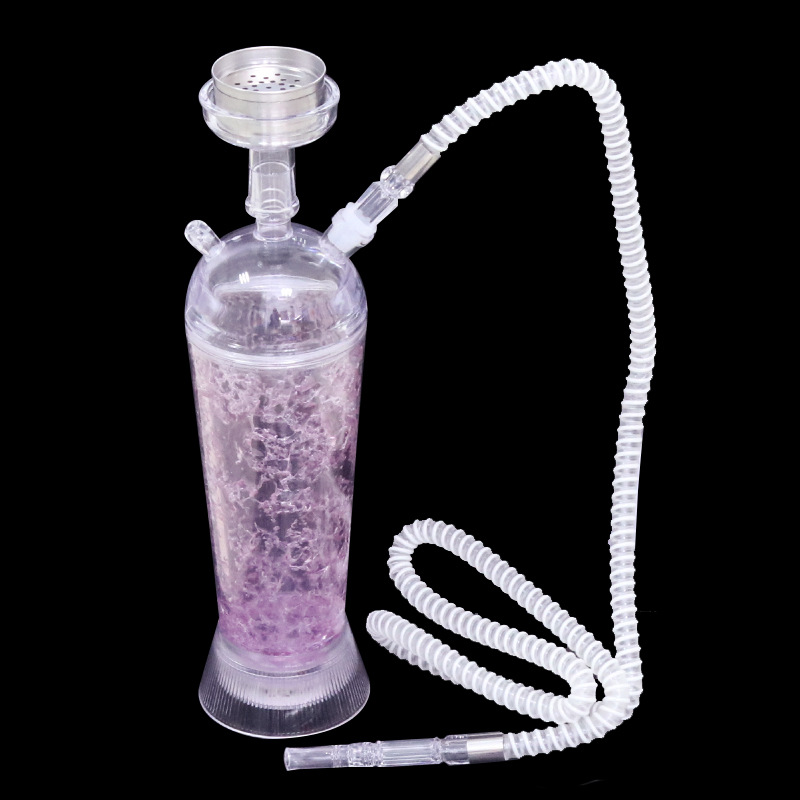 1Pcs High grade Acrylic narguile 9.5x32.5 cm hookah set Transparent shisha complete metal bowl chicha water hose Led light vase